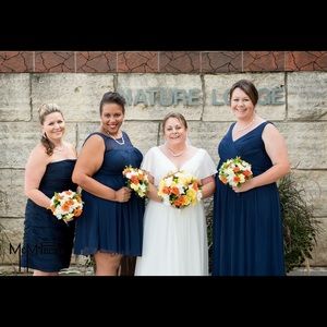 Monique Lhuillier Navy Bridesmaids dress